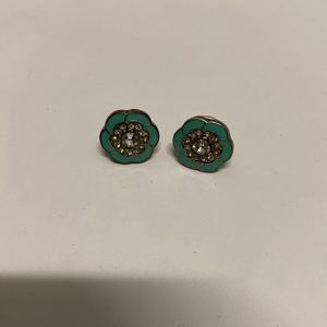 Teal flower earrings